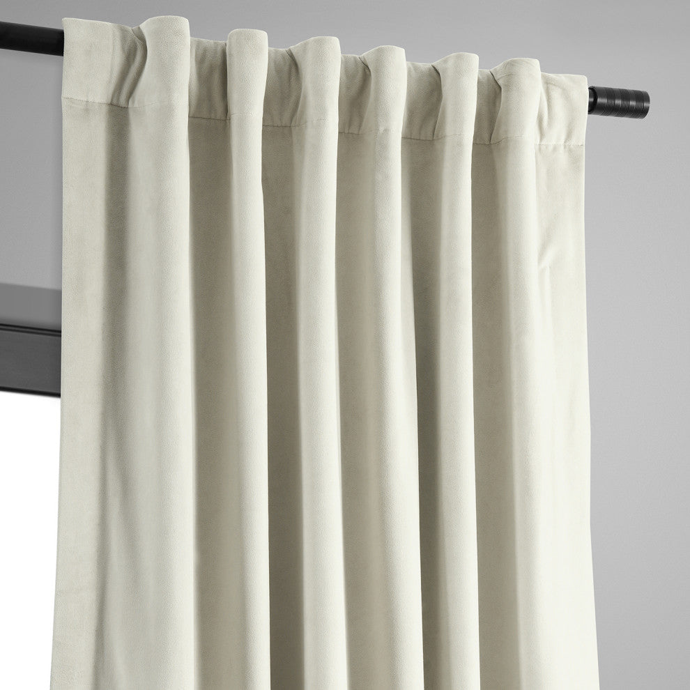 Signature Off White Blackout Velvet Curtain Single Panel, 50"x84"