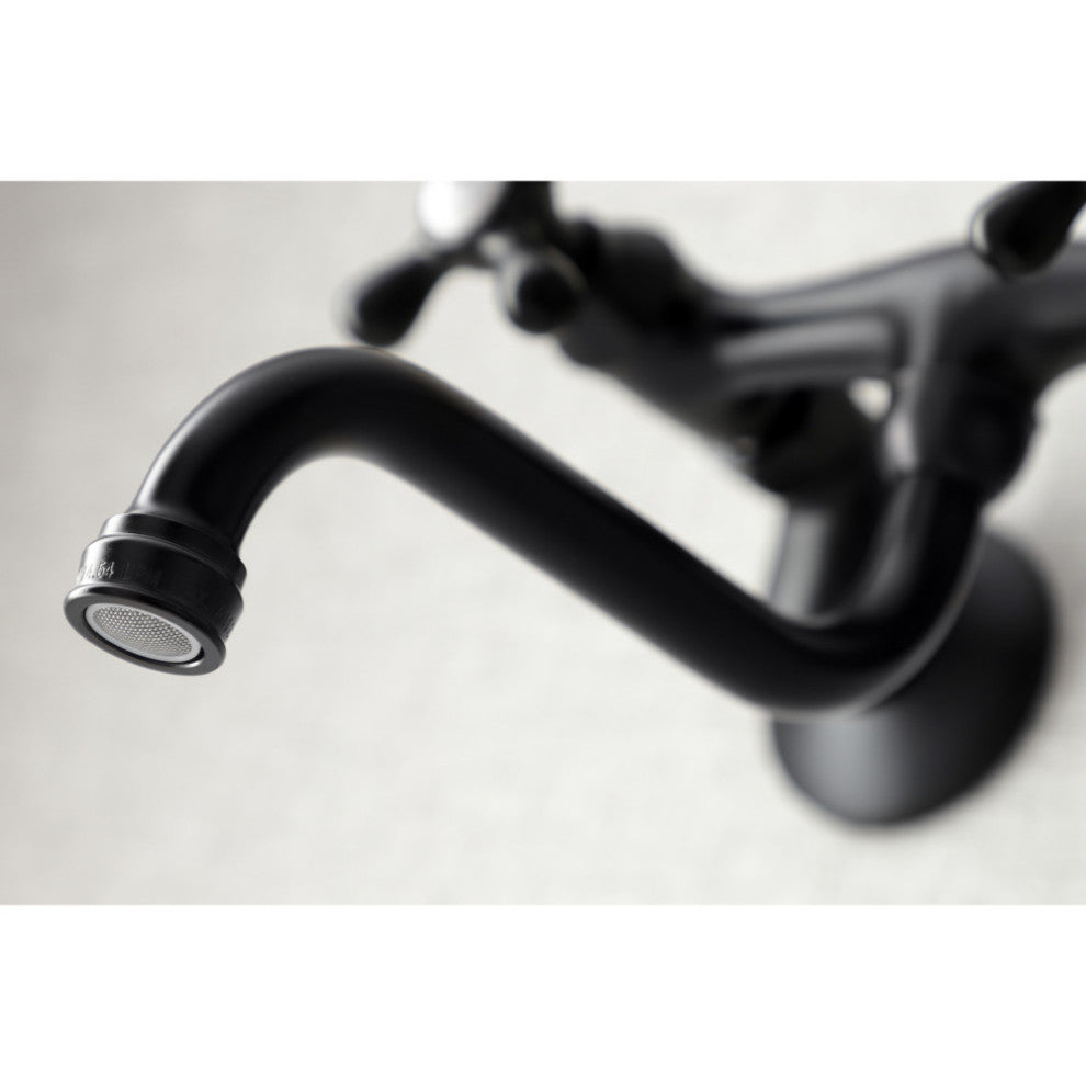 KS216MB Kingston Two Handle Wall Mount Bathroom Faucet, Matte Black