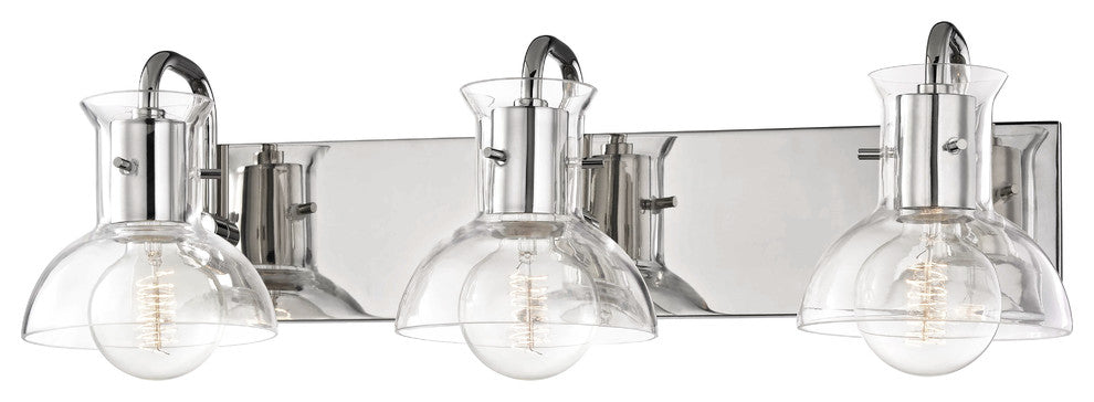 Riley 3-Light Bath-Light, Clear Glass, Finish: Polished Nickel