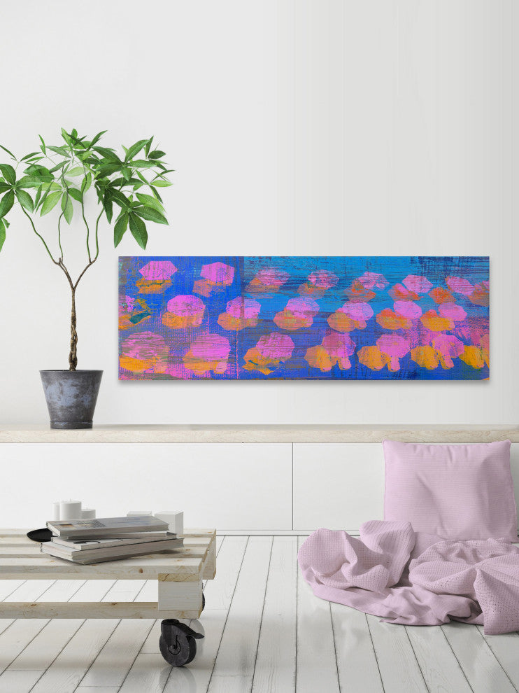 "Pink And Orange" Painting Print on Wrapped Canvas, 45"x15"
