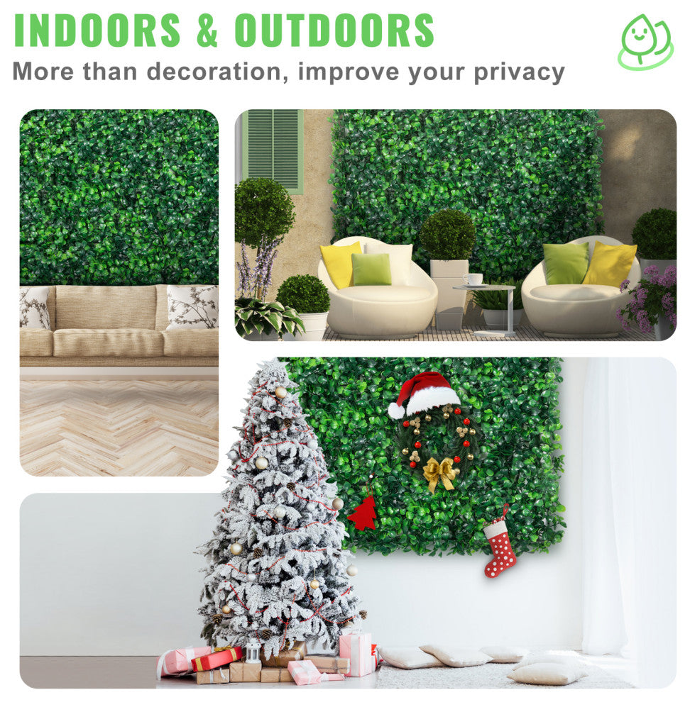 24x Artificial Boxwood Panel Fake Hedge Plant Privacy Fence Screen, 24 Pack of 20x20inch