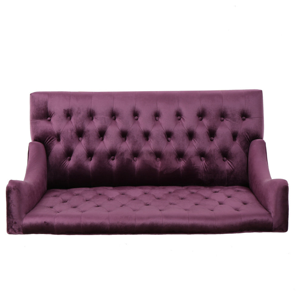 GDF Studio Leona Traditional High Back Tufted Winged Fabric Loveseat, Raisin