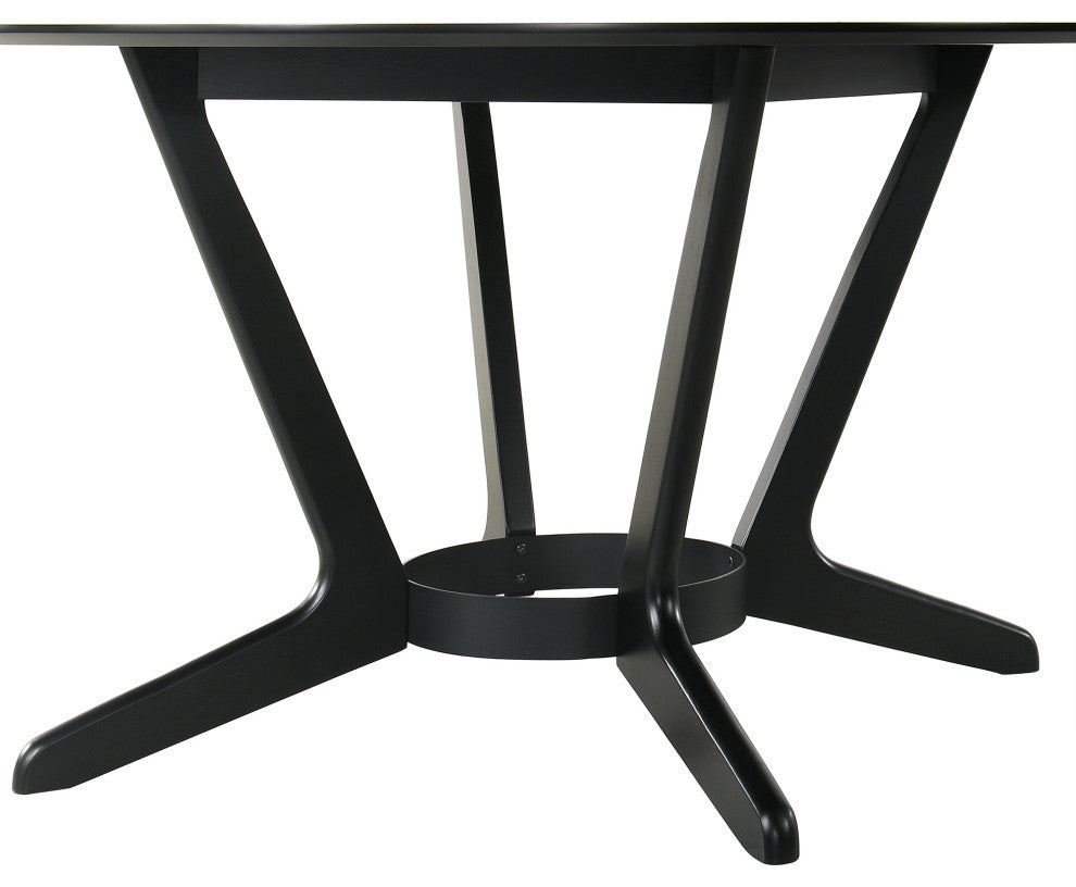 Santana Round Wood Dining Table, Black Finish