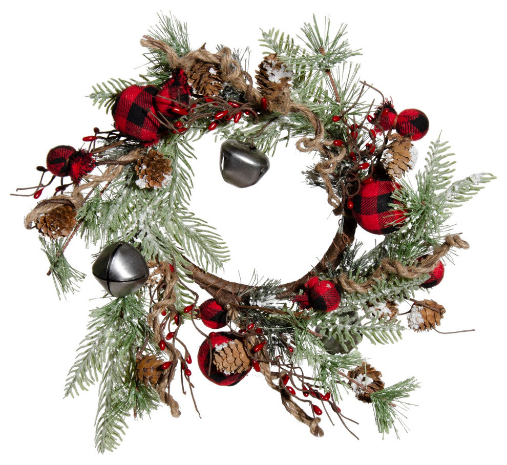 Buffalo Gingham Country Holiday Wreath, 17"