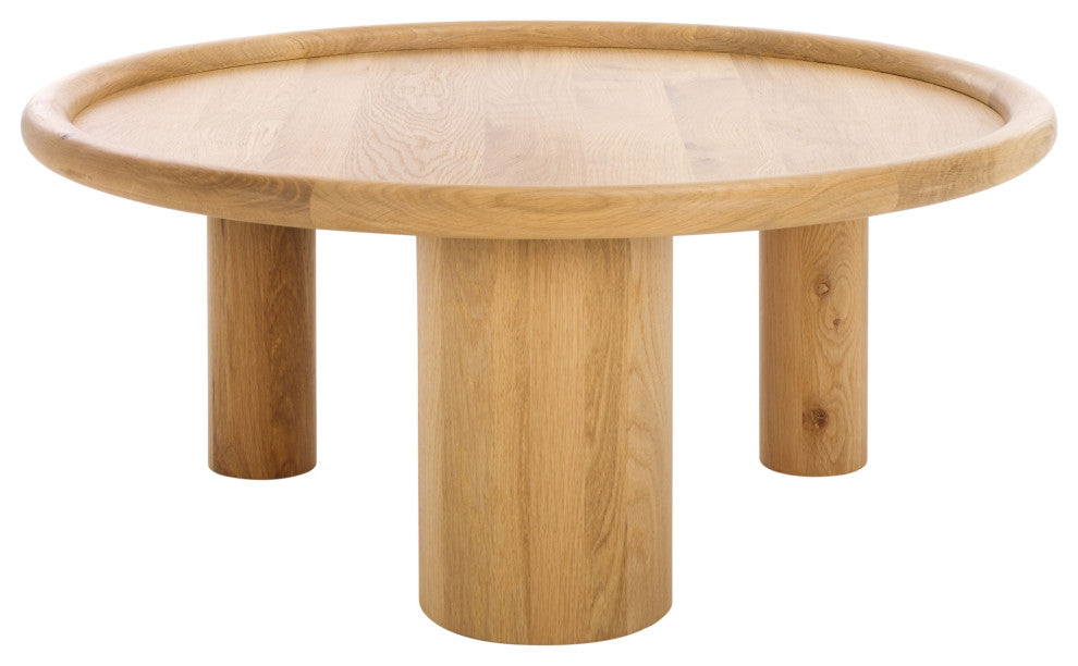 Safavieh Couture Madelynn Round Wood Coffee Table, Natural