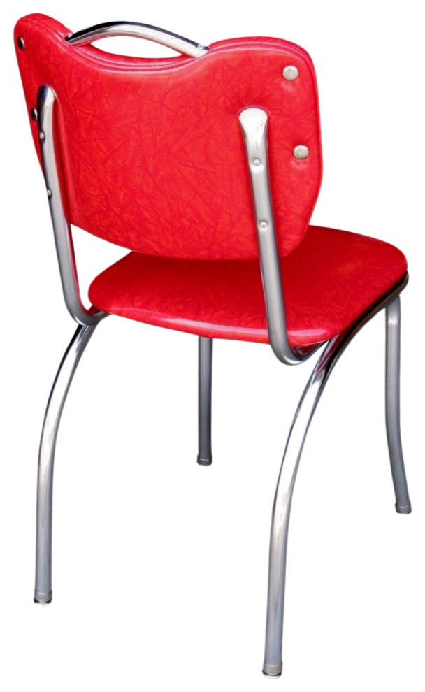 Retro Home Upholstered Handle Back Dining Chair, Cracked Ice Red