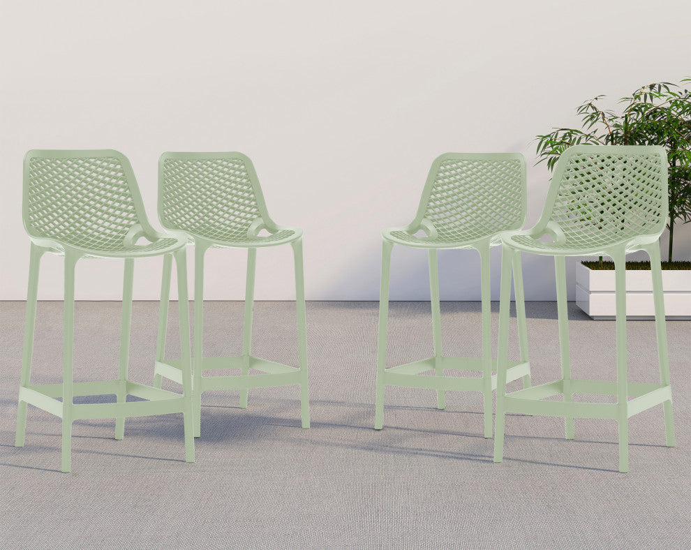 Mykonos Outdoor Patio Stool (Set of 4), Mint
