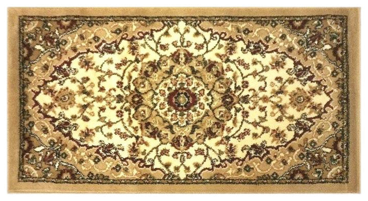 Mersin Collection Persian Style Area Rug - Olefin Rug with Jute Backing, Ivory - 2' X 3'
