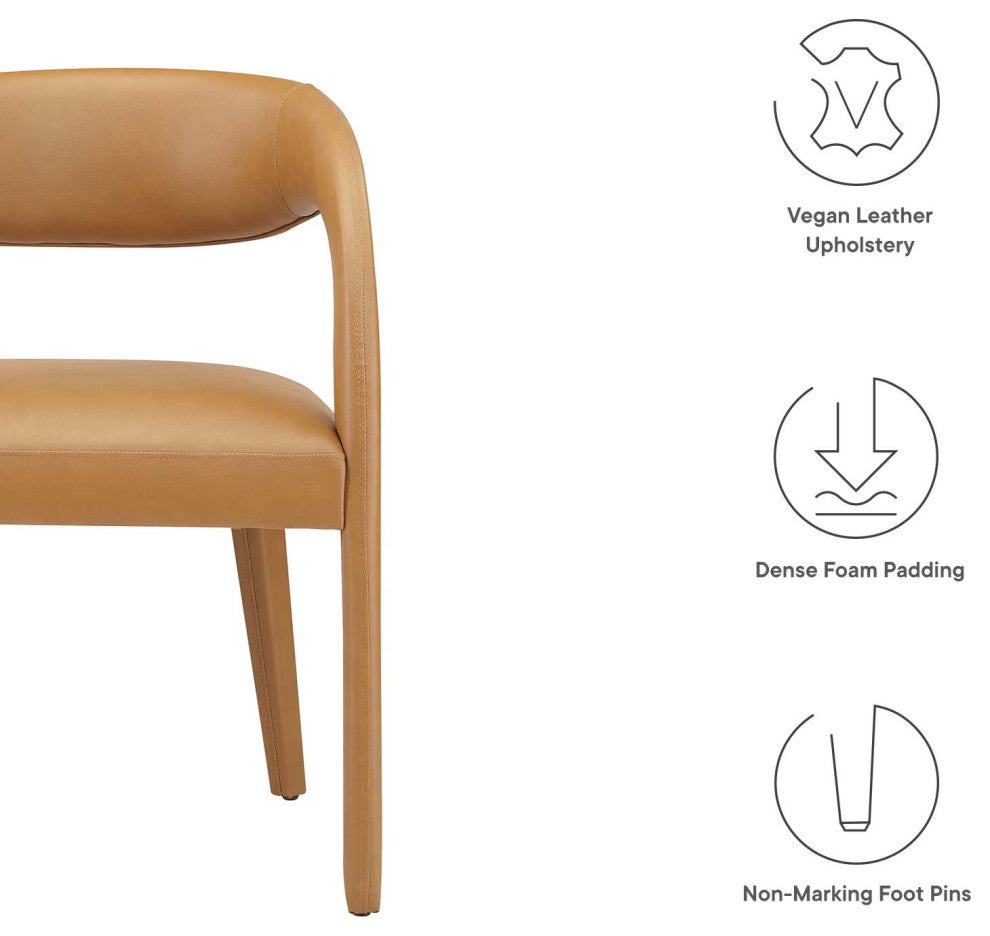 Pinnacle Vegan Leather Dining Chair Set of 2, Tan
