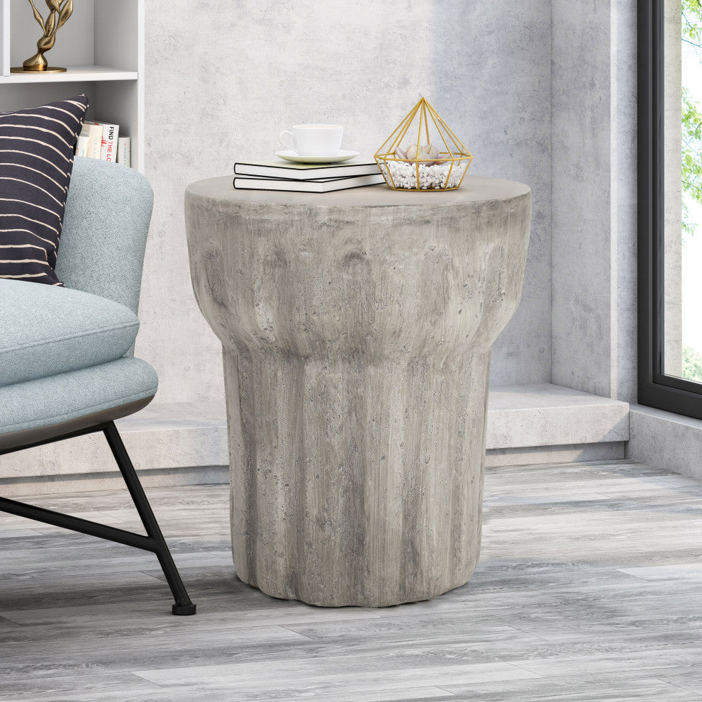 Xzavier Indoor Lightweight Concrete Accent Side Table