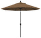 9' Matted Black Push-Button Tilt Crank Aluminum Umbrella, Woven Sesame Olefin