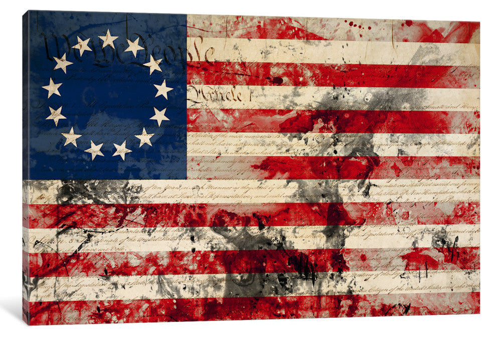 "USA "Betsy Ross" Flag with Constitution Background I" by iCanvas, 18x12x1.5"