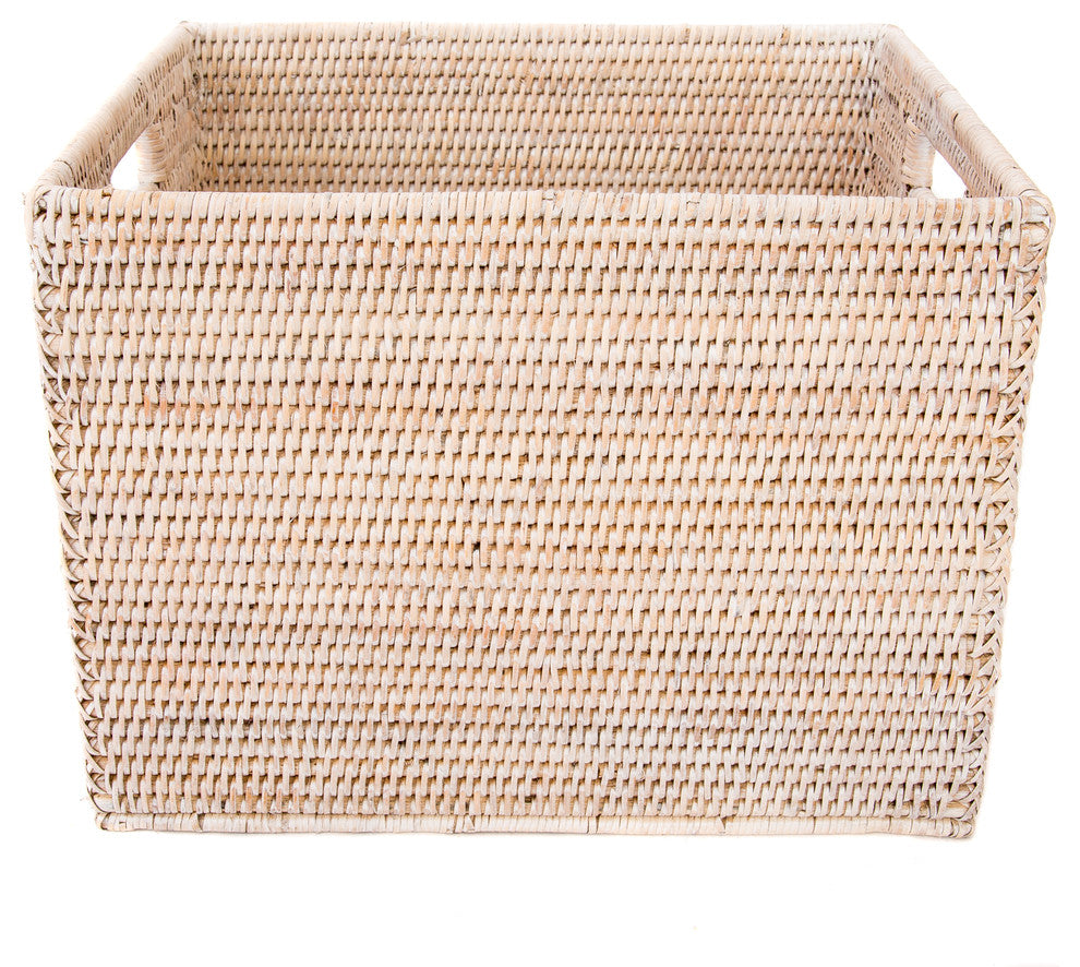 Artifacts Rattan Storage Box Letter File Organizer, White Wash