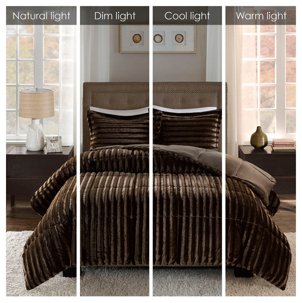 Madison Park Duke Dux Faux Fur 3-Piece Comforter Mini Set