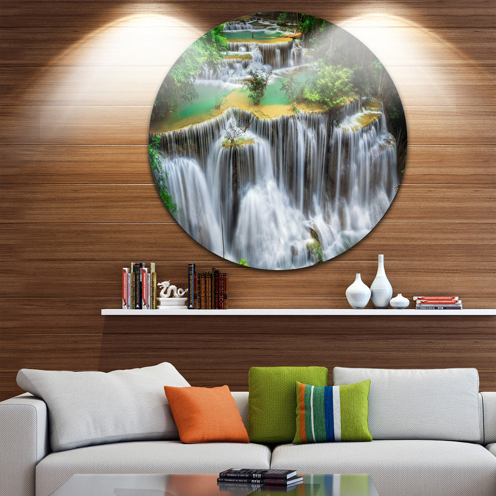 Huay Mae Ka Min Waterfall, Photography Large Disc Metal Wall Art, 23"