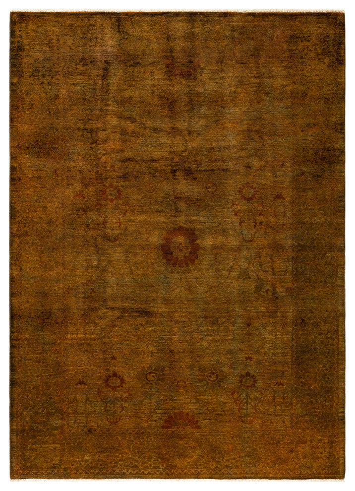 Fine Vibrance, One-of-a-Kind Hand-Knotted Area Rug Yellow, 6' 3" x 8' 8"