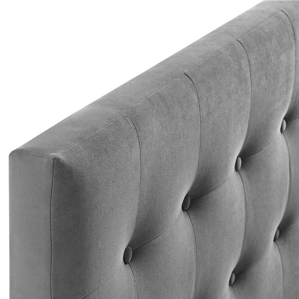 Gray Emily Full Biscuit Tufted Performance Velvet Headboard