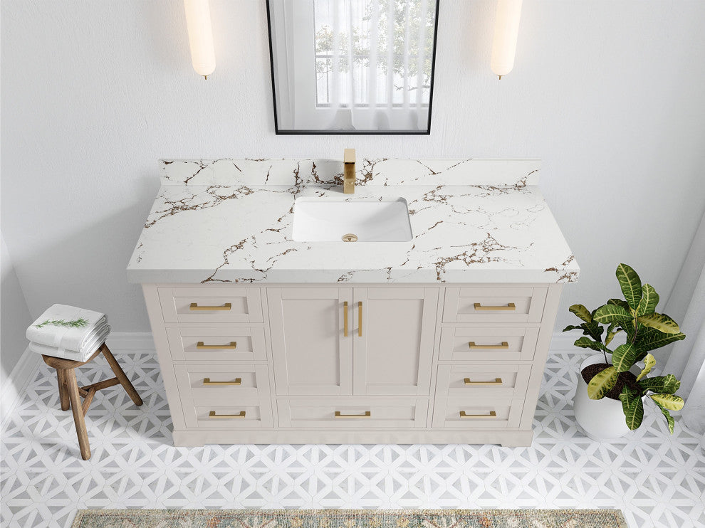 Boston 60" Single Bathroom Vanity in Fine Grain 2" Viola Brown