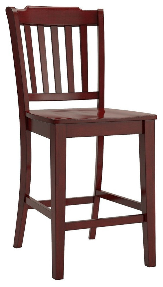 Arbor Hill Slat Back Counter Chair, Set of 2, Berry Red