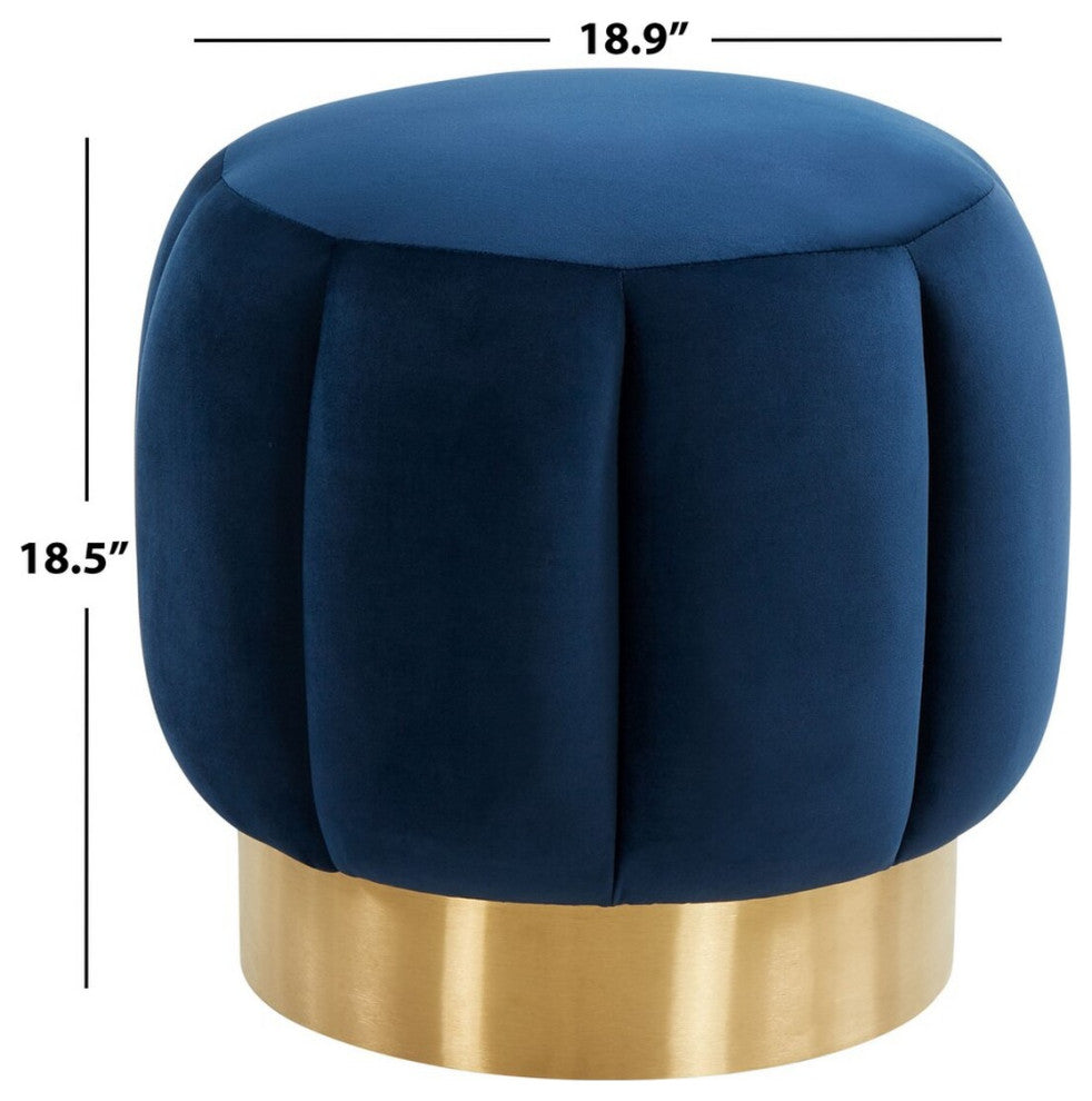 Safavieh Couture Maxine Channel Tufted Otttoman, Navy