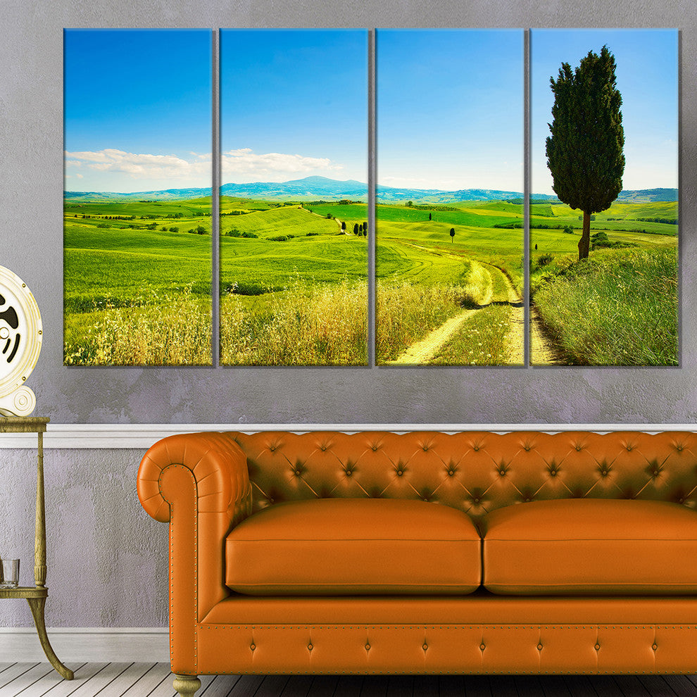"Rural Landscape Countryside Farm" Landscape Wall Art Print, 4 Panels, 48"x28"