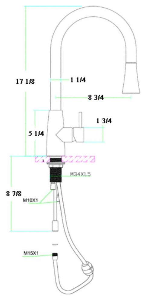 AB2034-BSS Solid Brushed Stainless Steel Pull Down Single Hole Kitchen Faucet