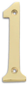 4" Brass Numeral, 1, Polished Brass
