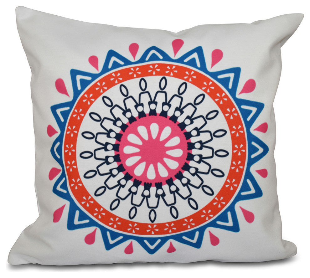 Mod , Geometric Print Pillow, Blue, 16"x16"