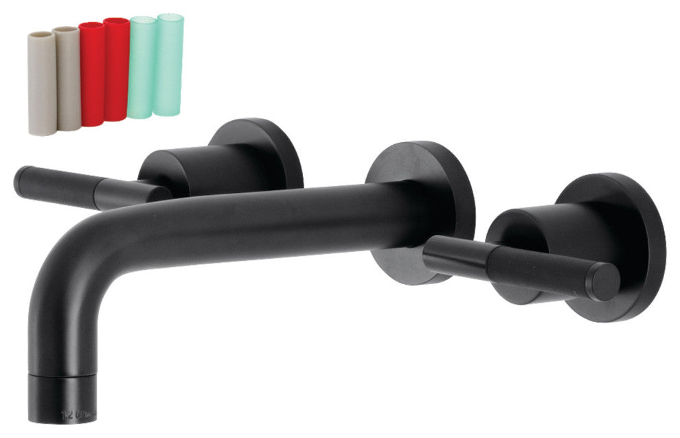 Kingston Brass KS8120CKL Two-Handle Wall Mount Bathroom Faucet, Matte Black