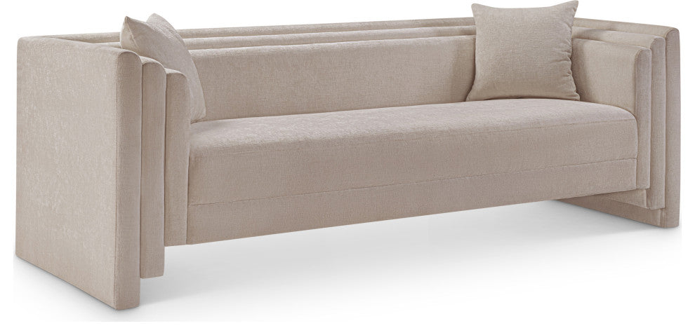 Everett Upholstered Sofa, Beige, Chenille Fabric