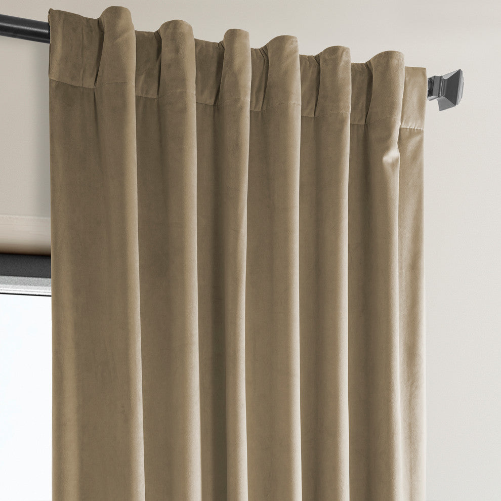 Heritage Plush Velvet Curtain Single Panel, Museum Taupe, 50"x84"
