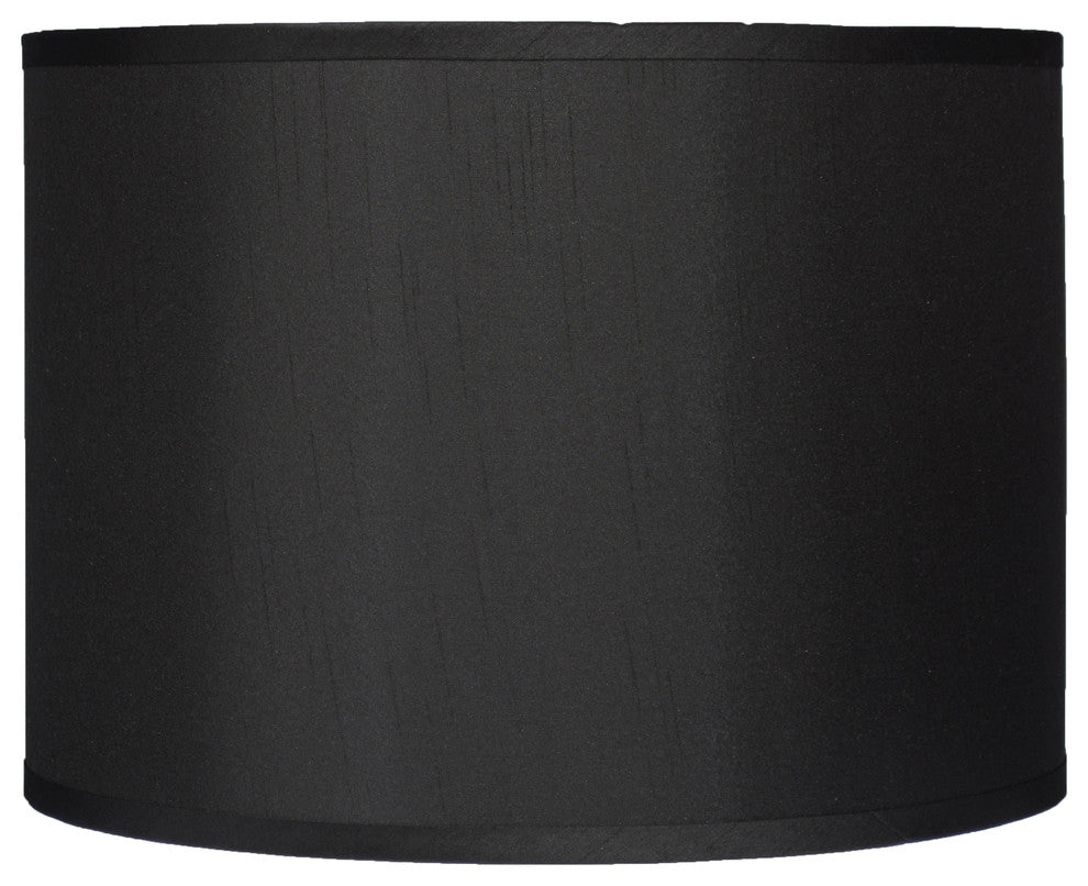 Classic Drum Faux Silk Lamp Shade, Black, 14"