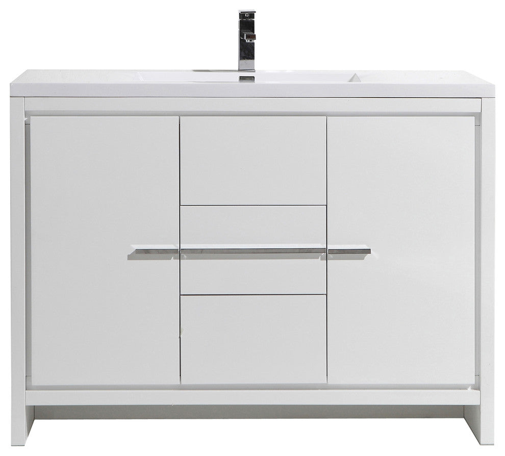 Alma-Allier Freestanding Vanity With Integrated Sink, White, 48"