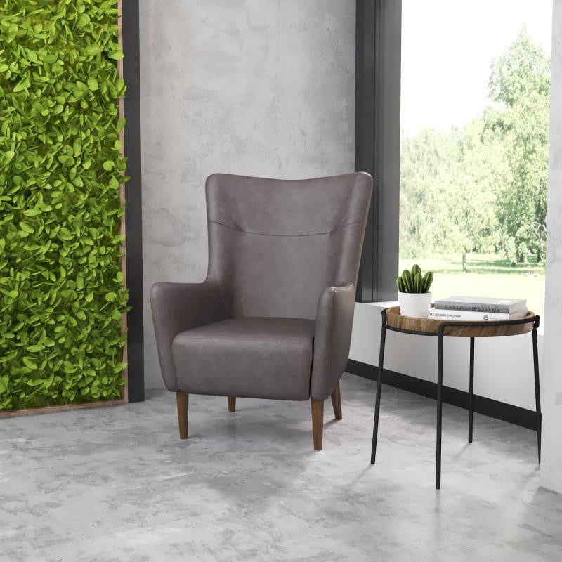Connor Traditional Wingback Accent Chair, Dark Gray