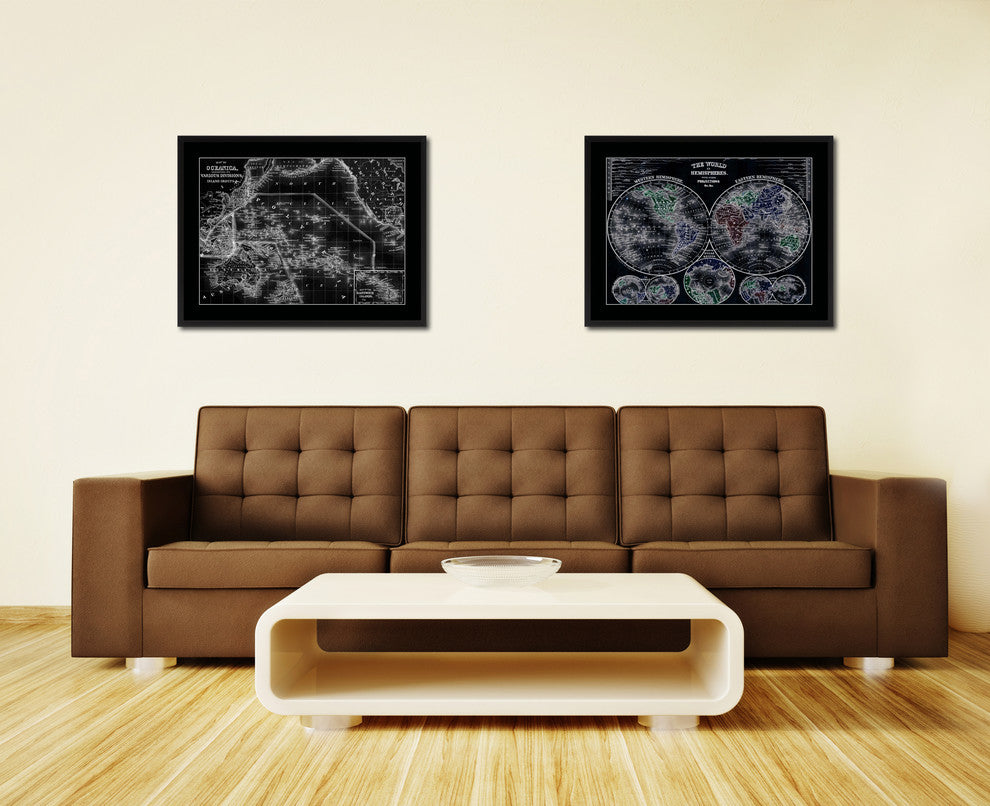 Oceania Vintage Monochrome Map Canvas, 16"x21"