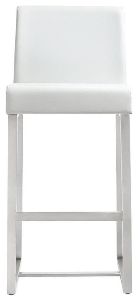 Maklaine 27" Contemporary Fabric Counter Stools in White (Set of 2)