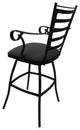 Outdoor Indoor Swivel Bar Stool Counter, Dark Grey Linen - Black, 30"