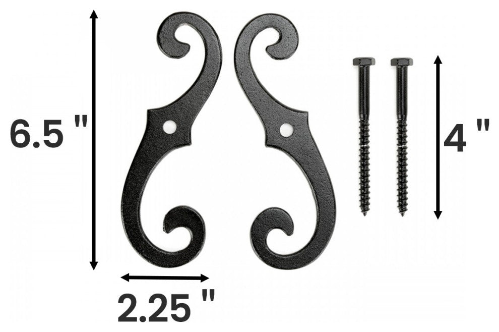 Pairs of Vintage Shutter Dogs S Shaped Shutter Hardware in Black Pack of 3