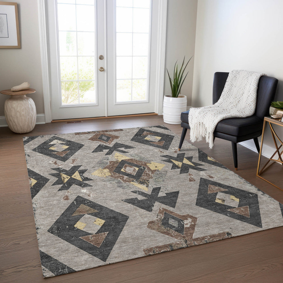 Machine Washable Indoor/Outdoor Chantille ACN1882 Taupe 9' x 12' Rug