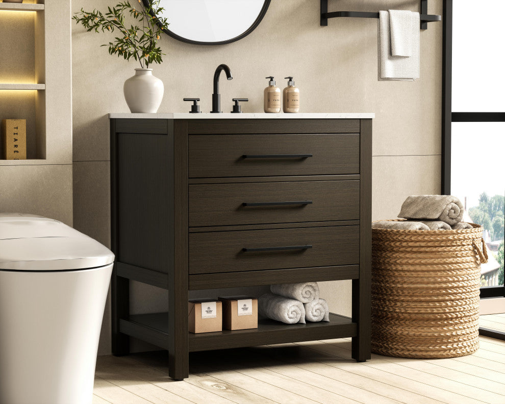 Home Living 30" Single Bathroom Vanity, Mocha Brown