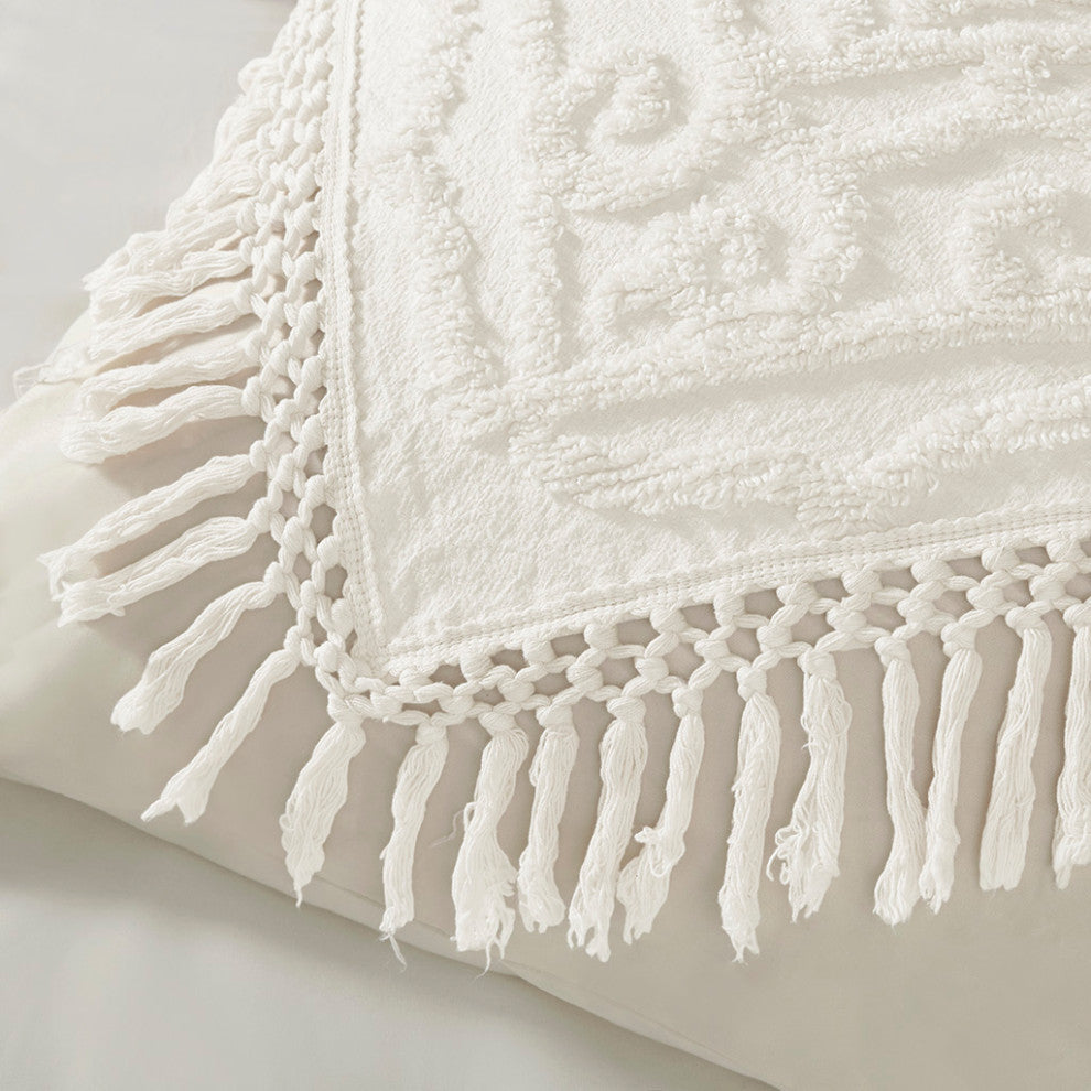 Madison Park Laetitia Tufted Cotton Chenille Medallion Fringe Coverlet Mini Set
