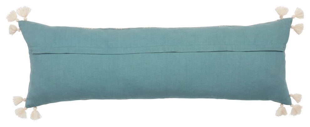 Layal Tribal Sky Blue/ Cream Pillow 13"X40" Lumbar, Down Fill
