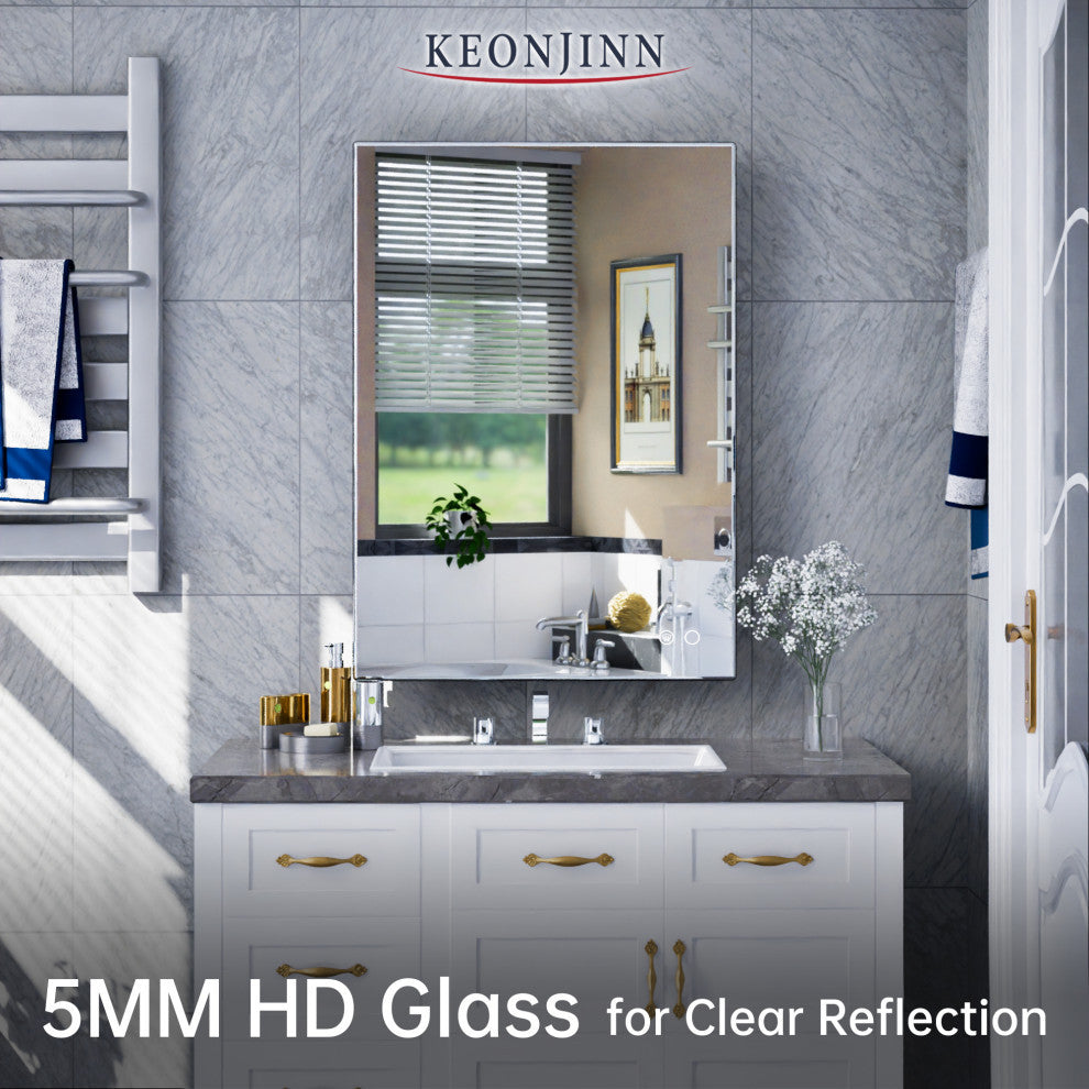 Backlit LED Mirror for Bathroom, Anti-Fog Dimmable, Silver, 20x28