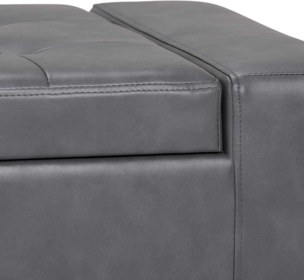 Laredo 51" Contemporary Storage Ottoman, Stone Gray