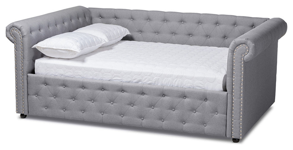 Gray Fabric Upholstered Queen Size Daybed