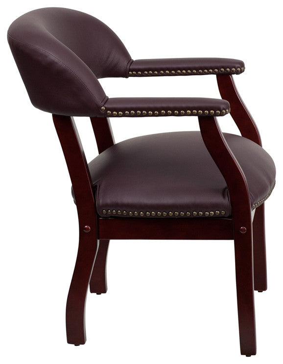 Side Chair, Burgundy Leather