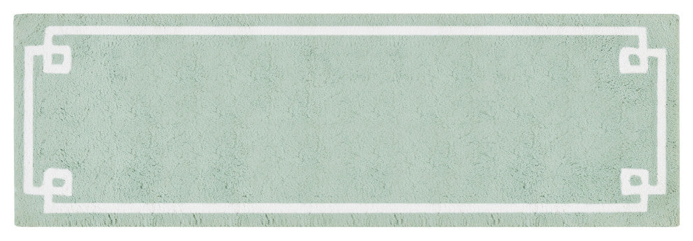 Madison Park Evan High Pile Bordered Bathroom Rug, Blue, Seafoam Green, Runner