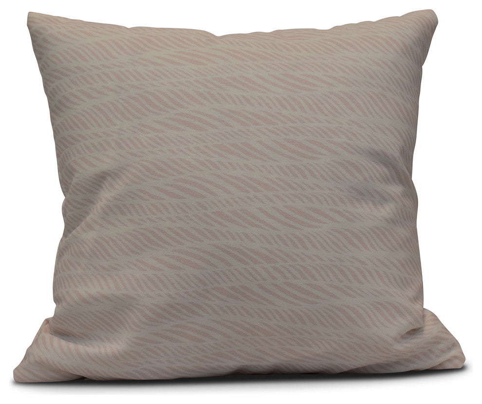 Rolling Waves, Geometric Print Outdoor Pillow, Pink, 20"x20"