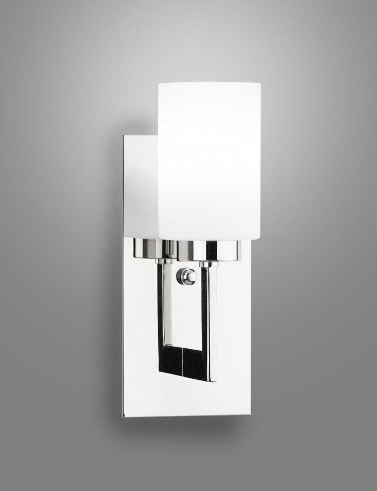 Brio Wall Sconce WithFrosted Glass Shade, Polished Chrome