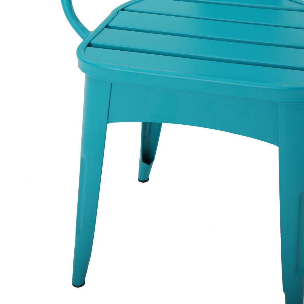 GDF Studio 3-Piece Collins Outdoor Matte Green Iron Bistro Set, Matte Teal